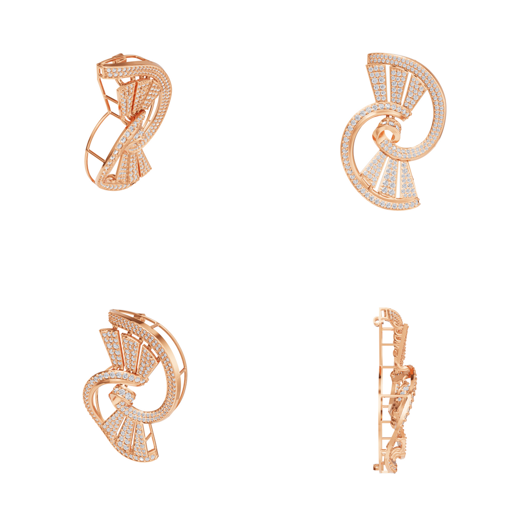 Aarinya Art Deco Lab-Grown Diamond Pin, Vortex Fan Geometric Lab-Grown Brooch