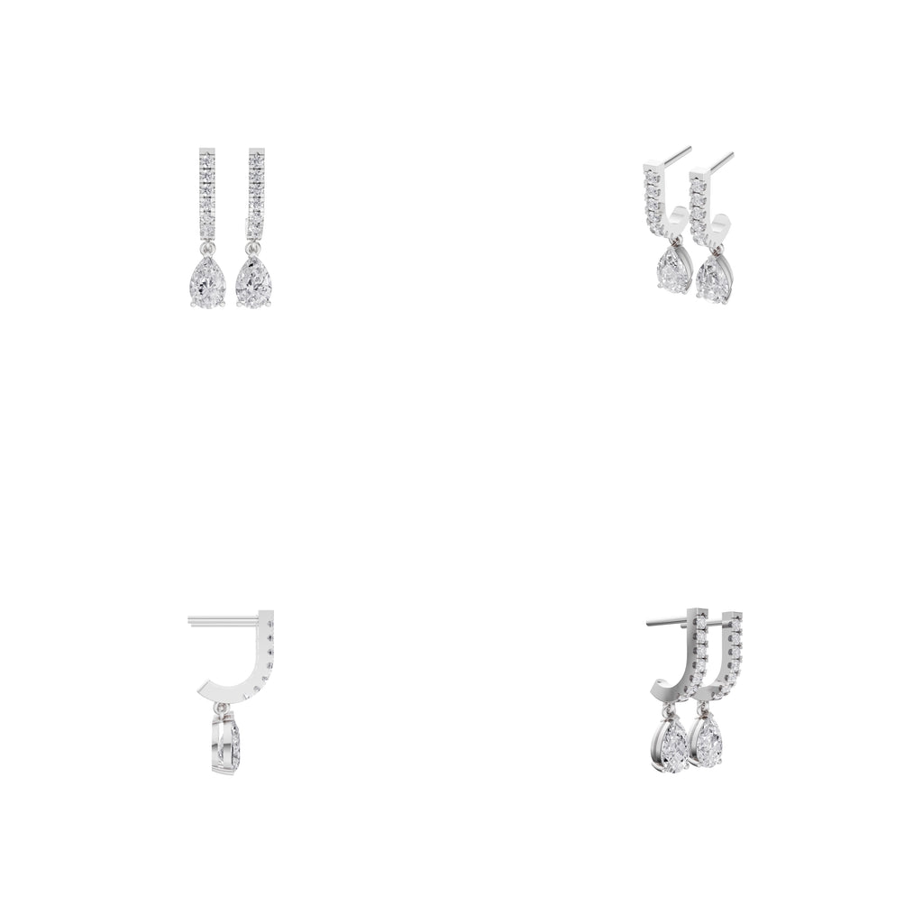 Aarinya Pear-Cut Solitaire Linear Diamond Drop Earrings