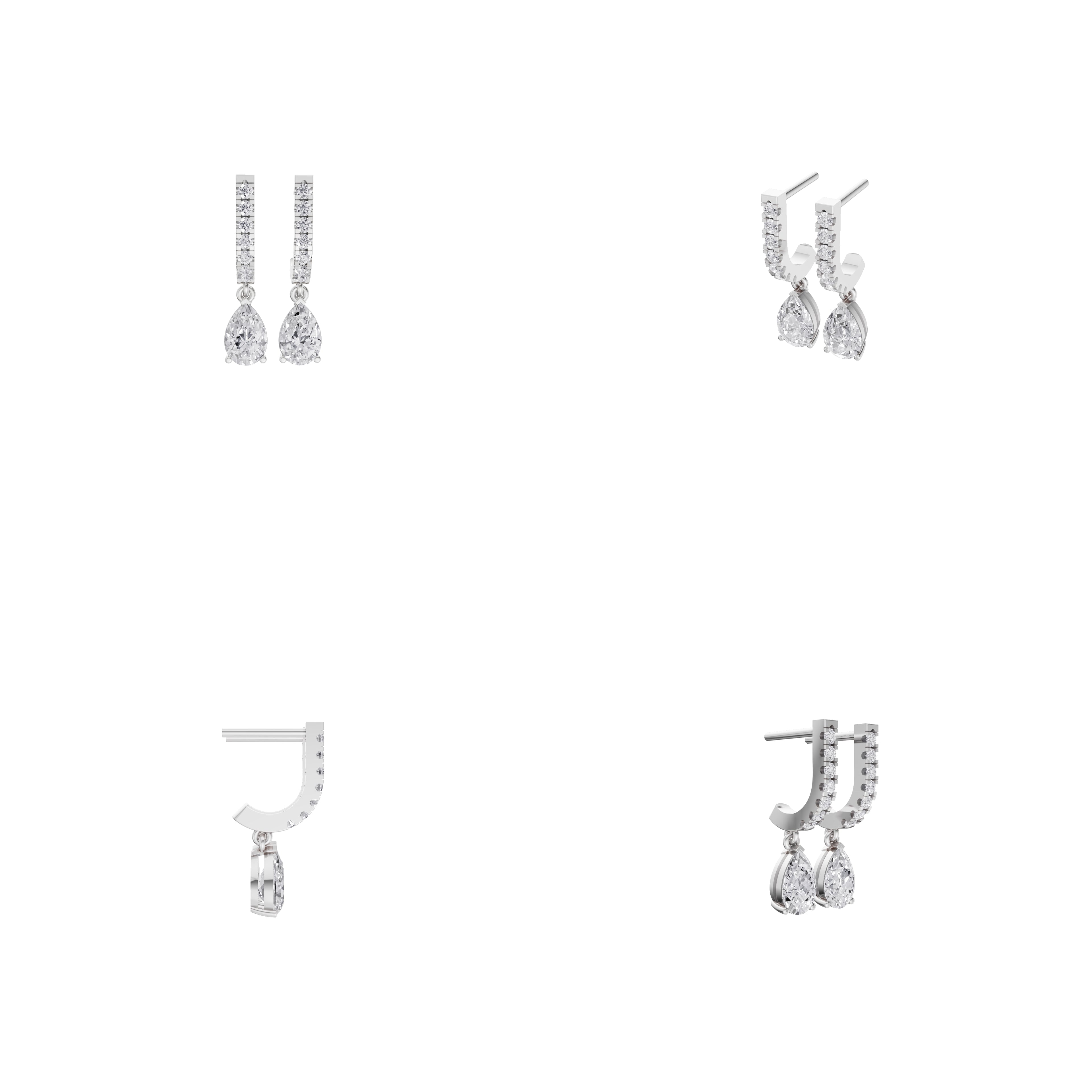 Aarinya Pear-Cut Solitaire Linear Diamond Drop Earrings