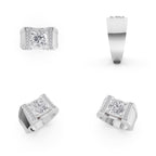 Aarinya Heavy Flushed Signet Solitaire Ring, Imperial Plinth 2 Carat Lab-Grown Diamond Solitaire Signet Ring