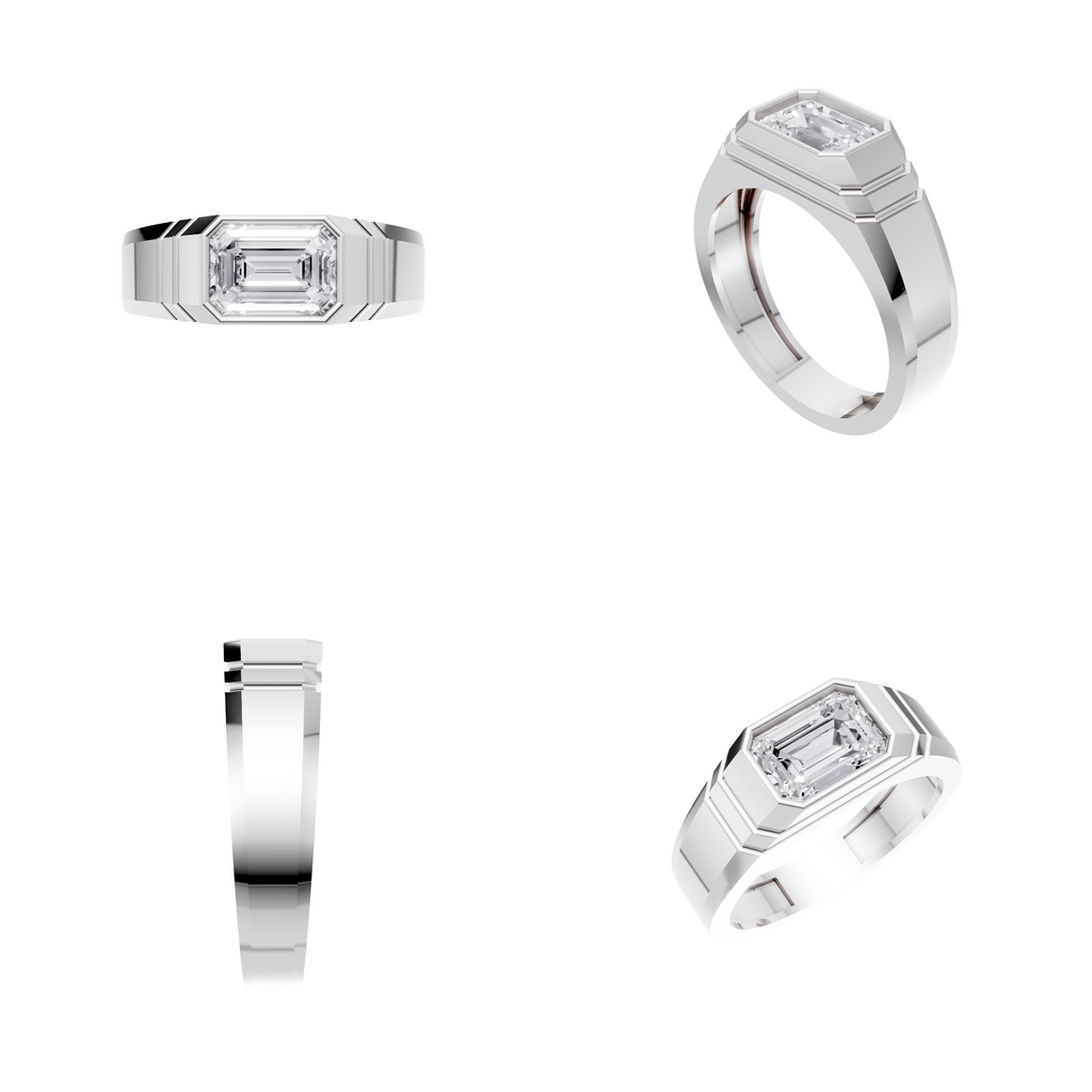 Aarinya Signet 2 Carat  Premium Lab-Grown Diamond Solitaire Ring, Emerald Cut Diamond Solitiare Ring