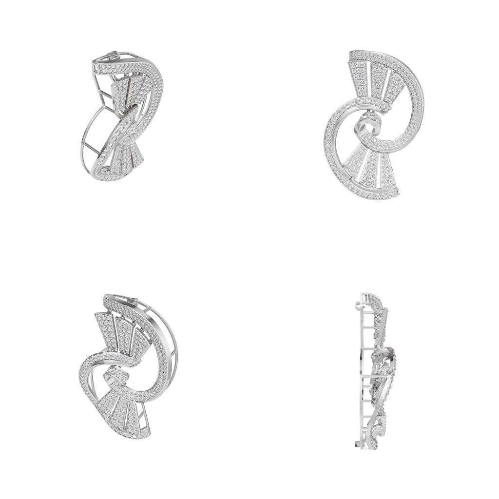 Aarinya Art Deco Lab-Grown Diamond Pin, Vortex Fan Geometric Lab-Grown Brooch