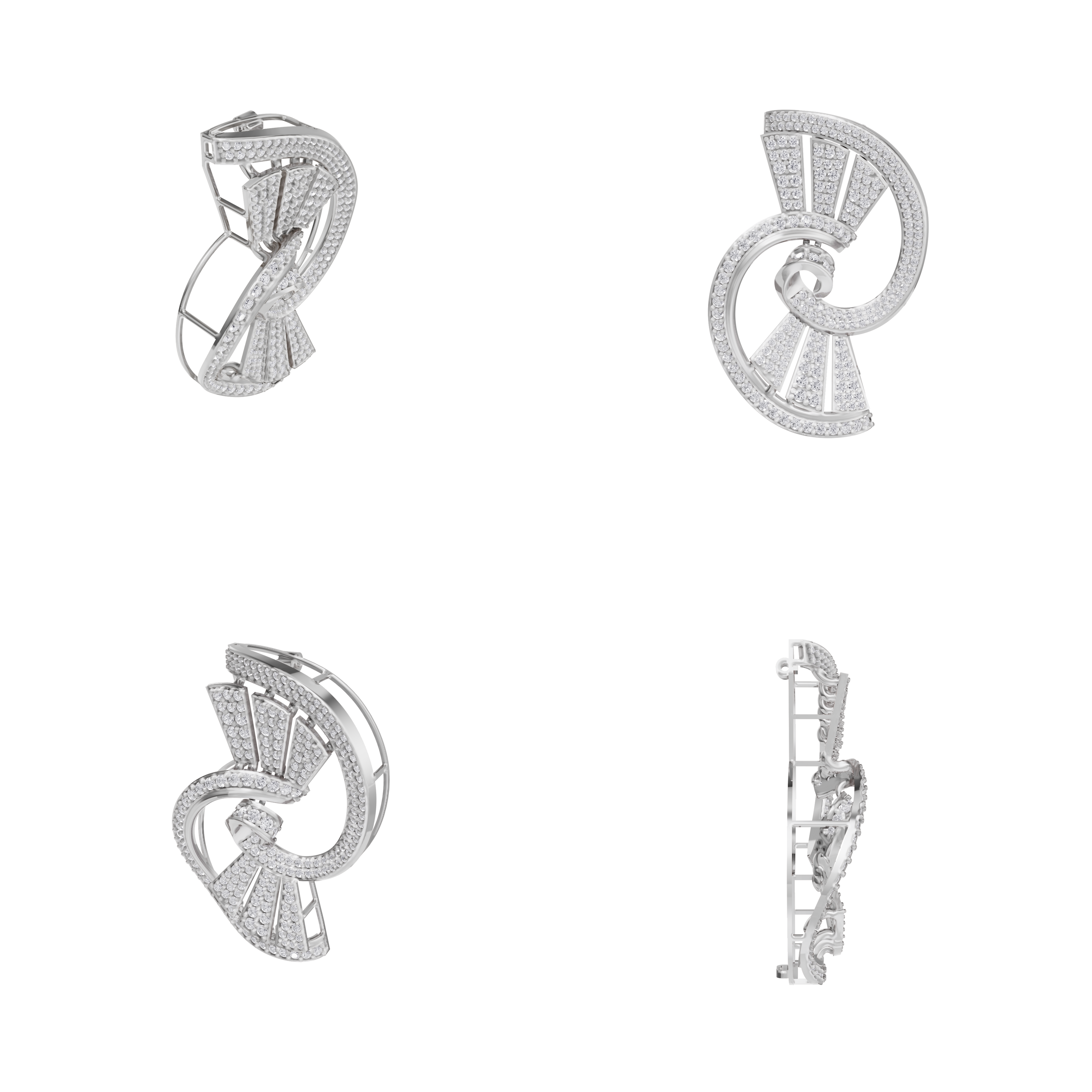 Aarinya Art Deco Lab-Grown Diamond Pin, Vortex Fan Geometric Lab-Grown Brooch