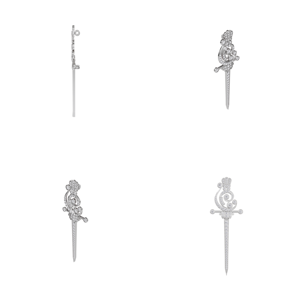 The Imperial Scepter Lab-Grown Diamond Brooch, The Sovereign Crest Sword pin