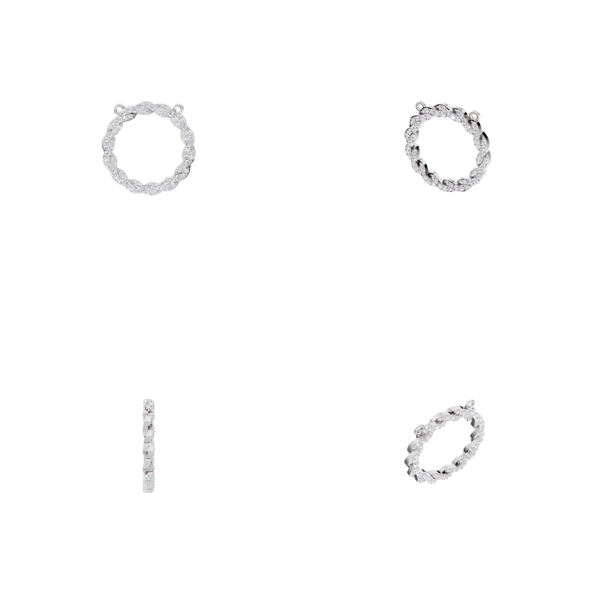Aarinya Braided Circle Pave Diamond Pendant Element