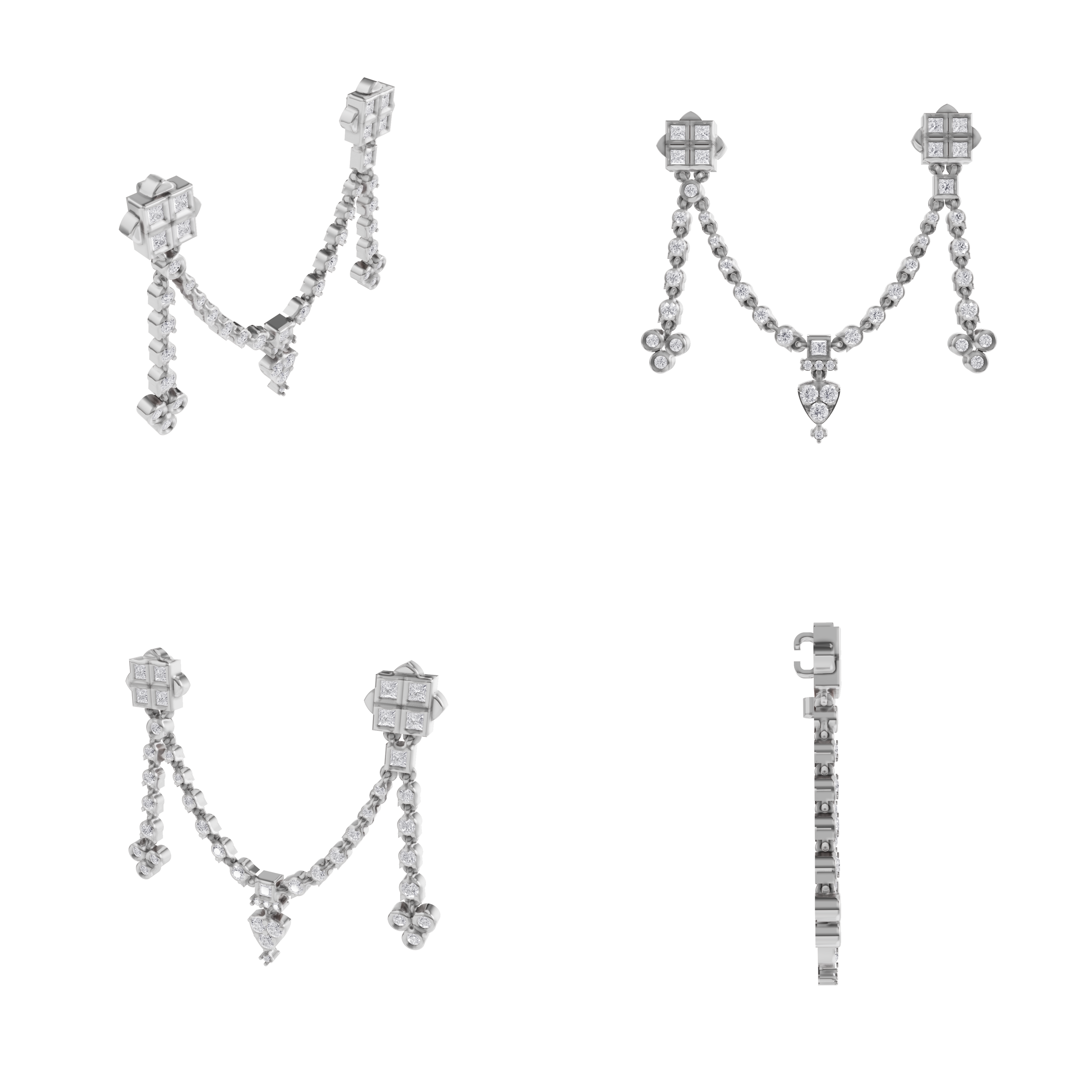 Aarinya Imperial Festoon Lab-Grown Diamond Pin ,The Ritz Chevron Dangle Brooch