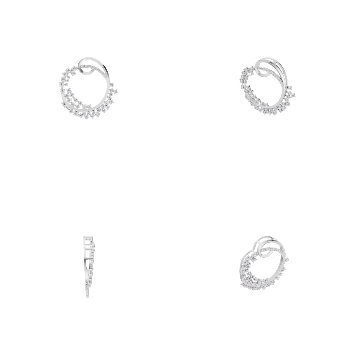 Aarinya Wave Cluster Diamond Circle Pendant