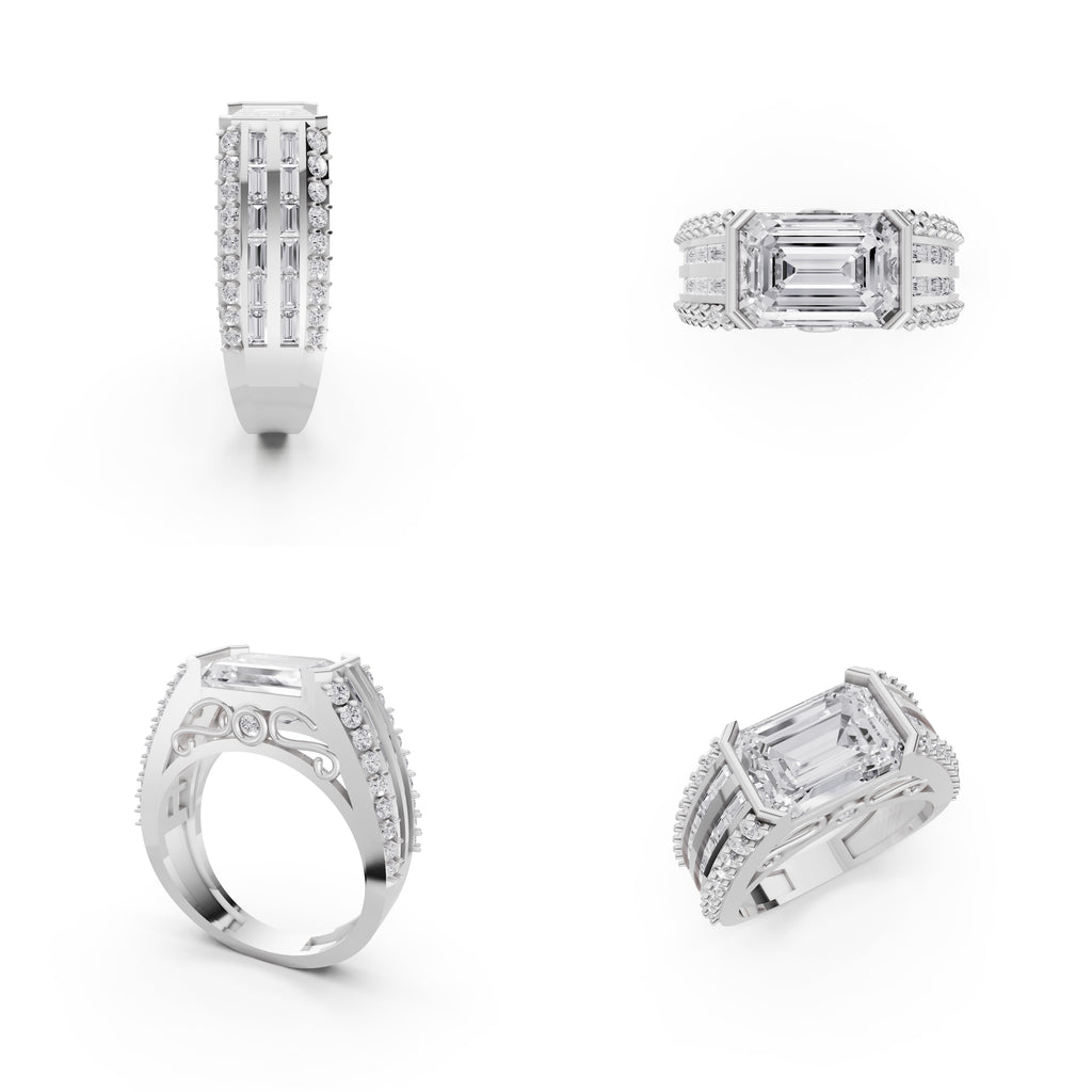 Aarinya Sovereign Multi-Row Emerald-Cut Statement Diamond Ring