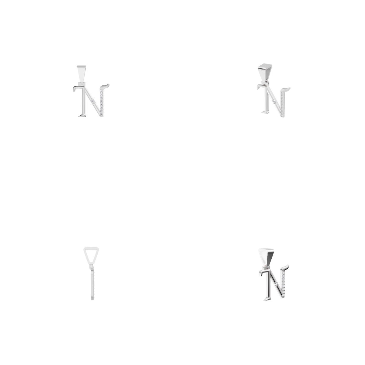 Aarinya Curved 'N' Diamond Alphabet Pendant