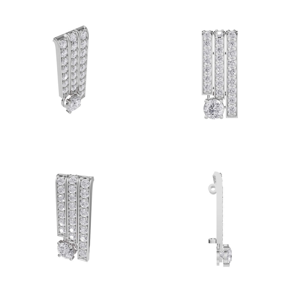 Aarinya Linear Solitaire Brooch, The Zenith Cascade Lab-Diamond pin