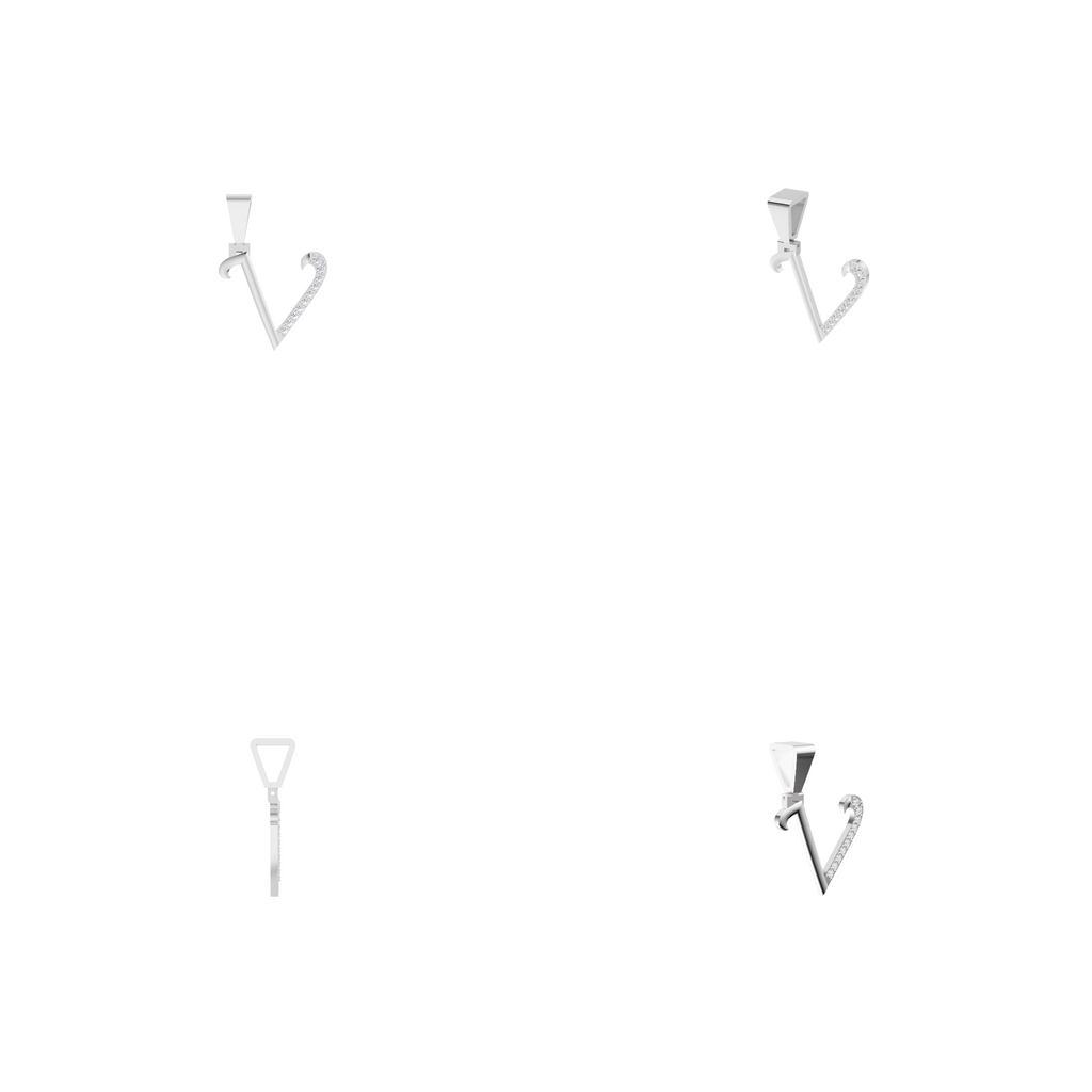 Aarinya Pave Accent Diamond Letter 'V' Pendant