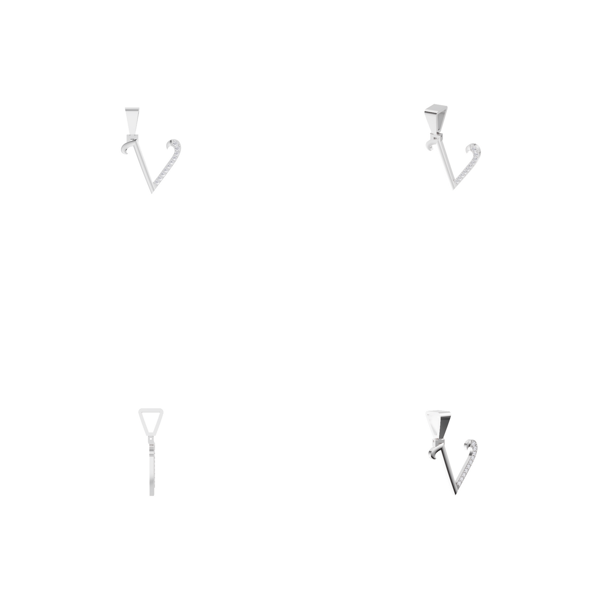 Aarinya Pave Accent Diamond Letter 'V' Pendant