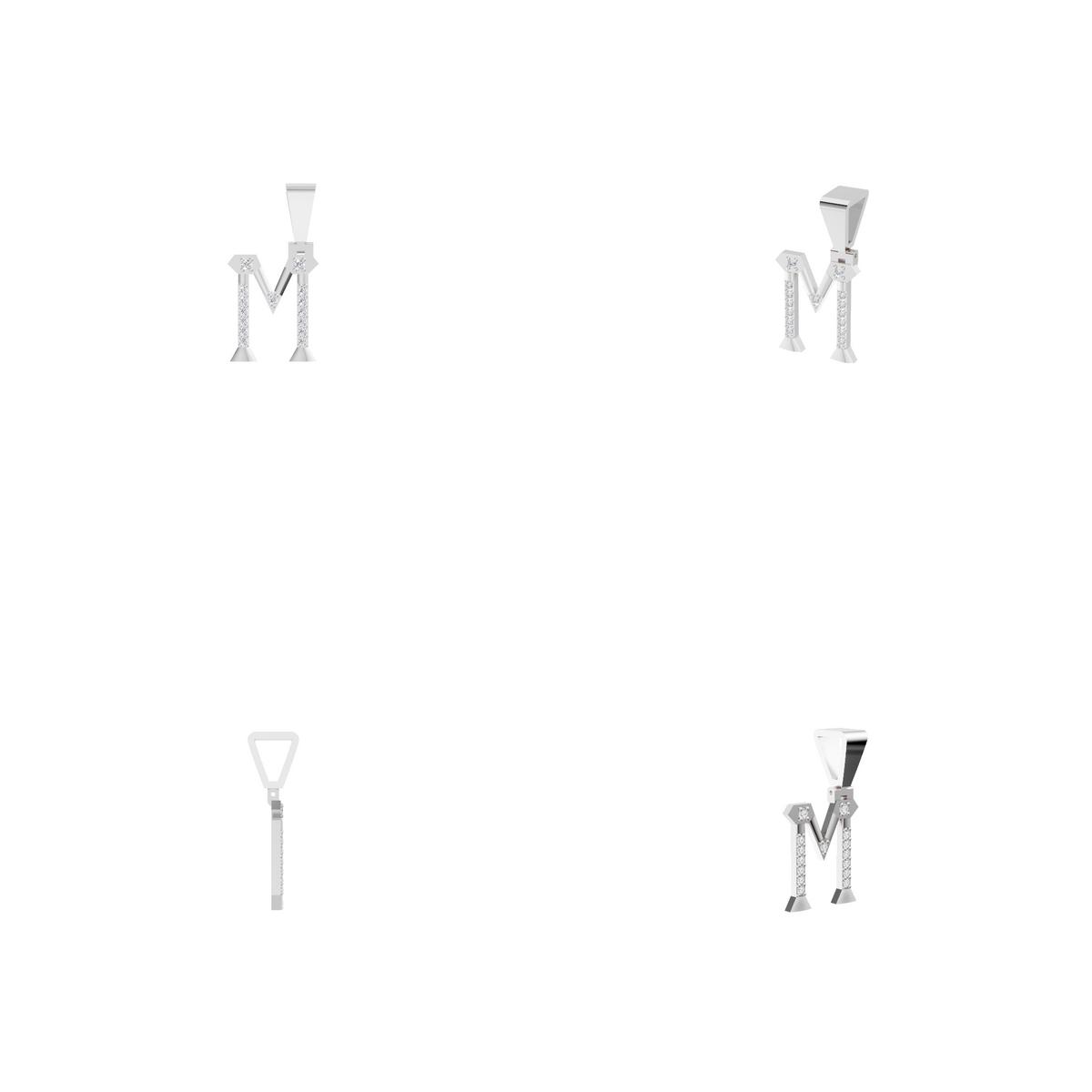 Aarinya Geometric Diamond Initial 'M' Pendant