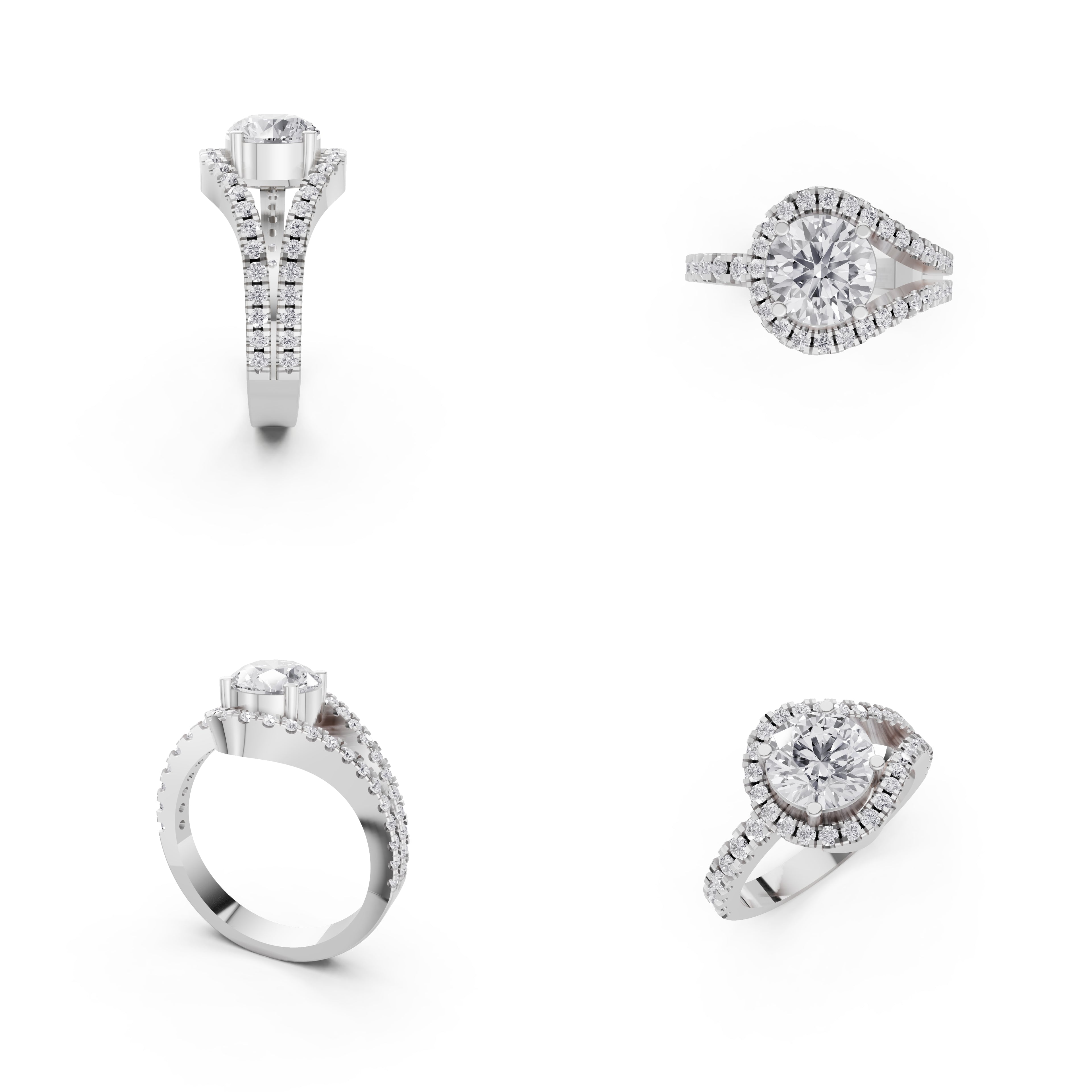 Aarinya Round Cut Diamond Bypass Halo Ring
