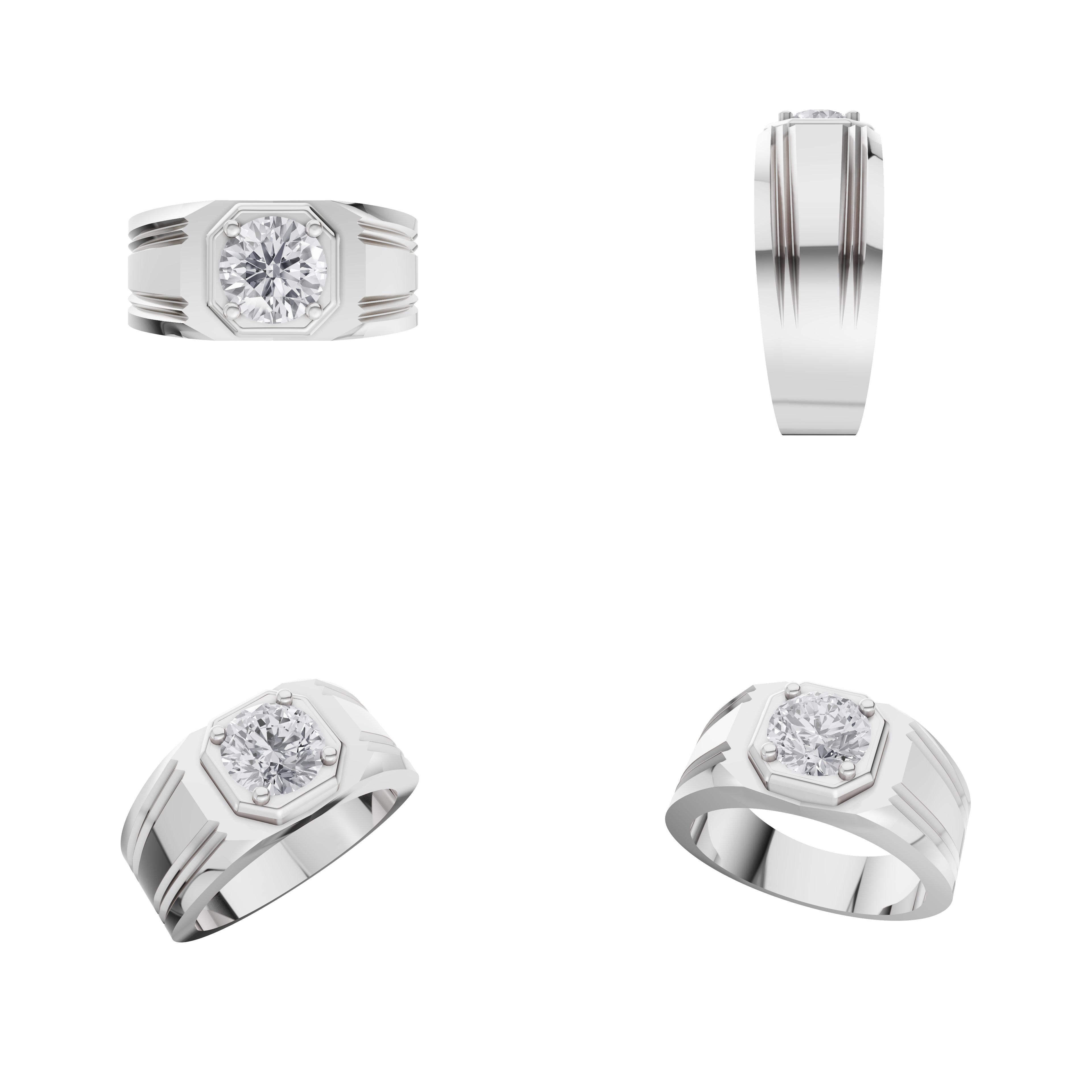 Aarinya Imperial Plinth 1 carat Lab-Grown Diamond Solitaire Ring, Executive Wide-Band Lab-Grown Diamond Ring