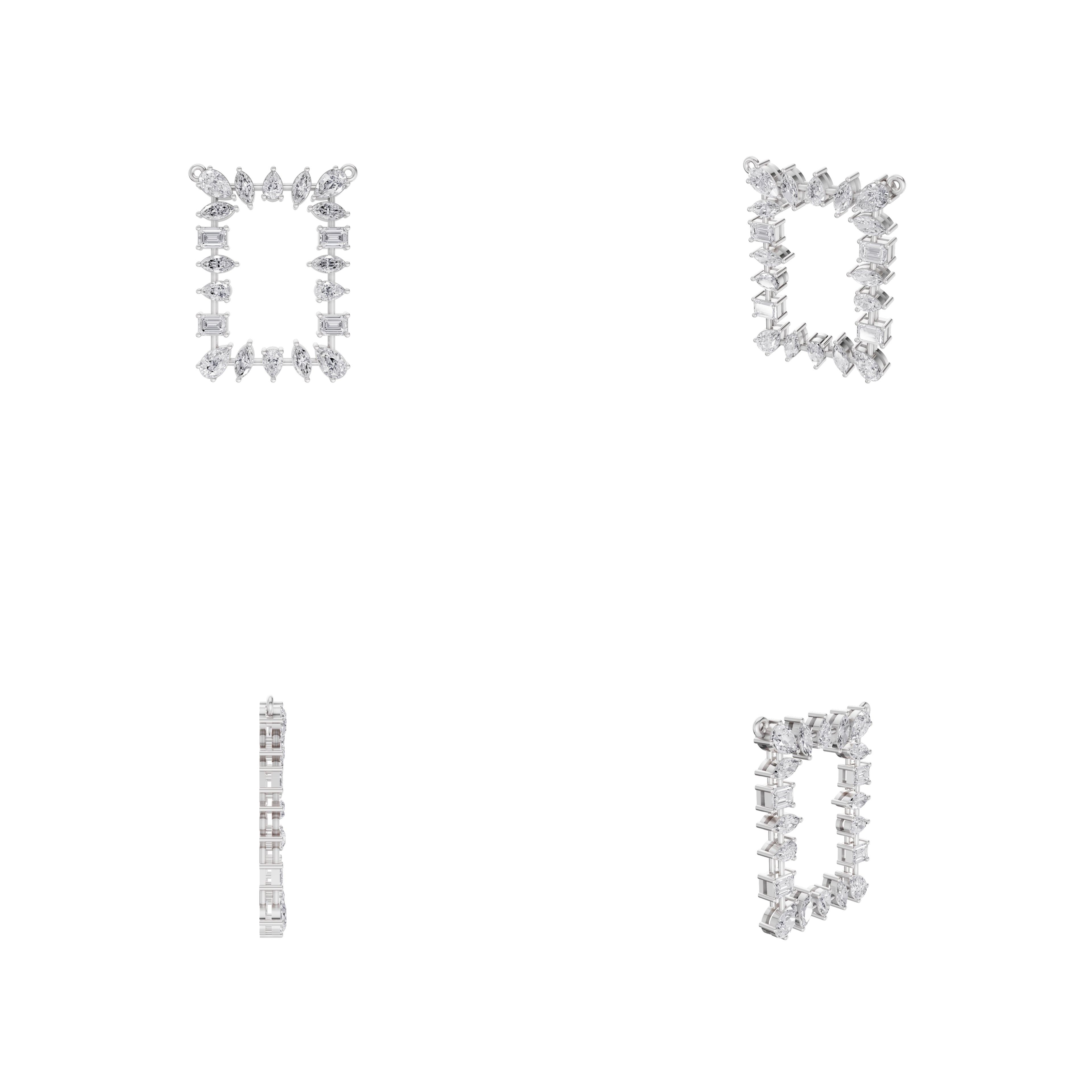 Aarinya Geometric Fancy-Cut Open-Halo Diamond Pendant, Ethereal Emerald, Pear & Marquise Diamond Mosaic Pendant