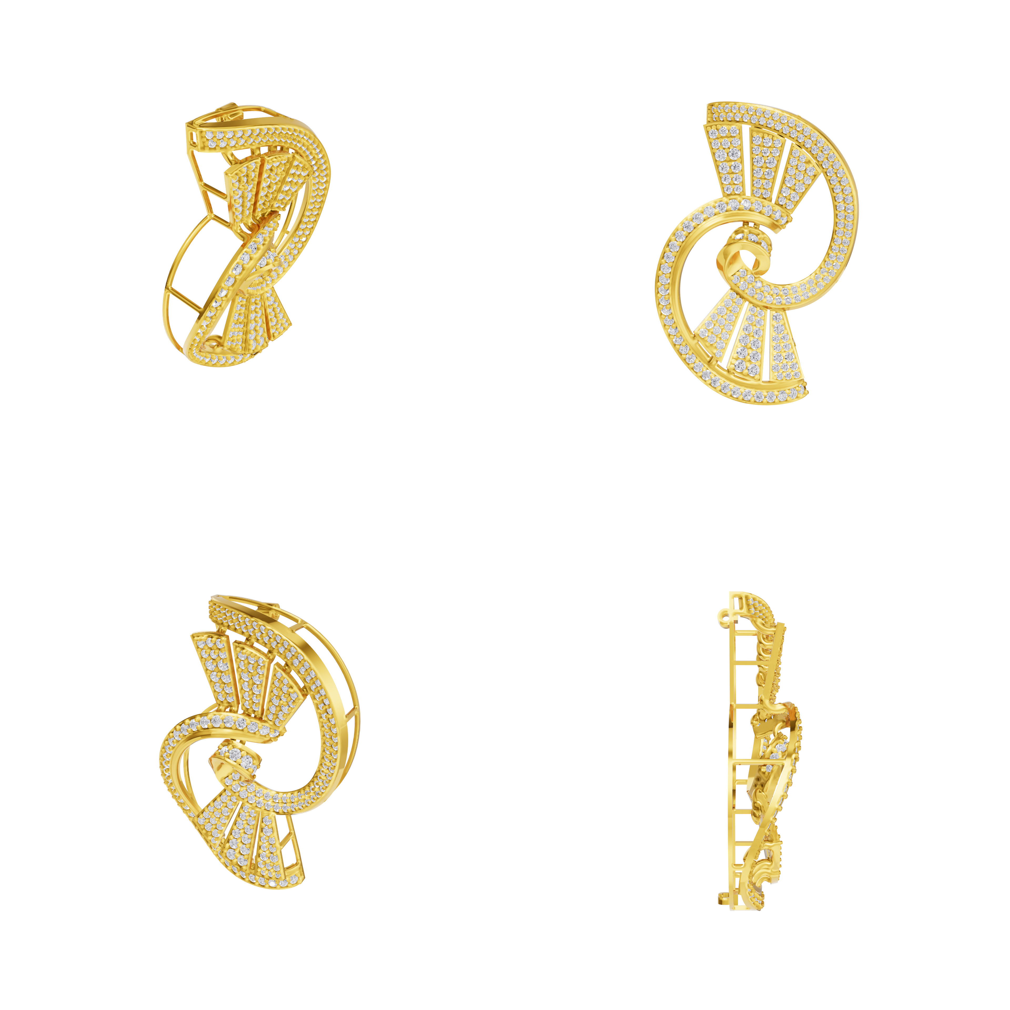 Aarinya Art Deco Lab-Grown Diamond Pin, Vortex Fan Geometric Lab-Grown Brooch