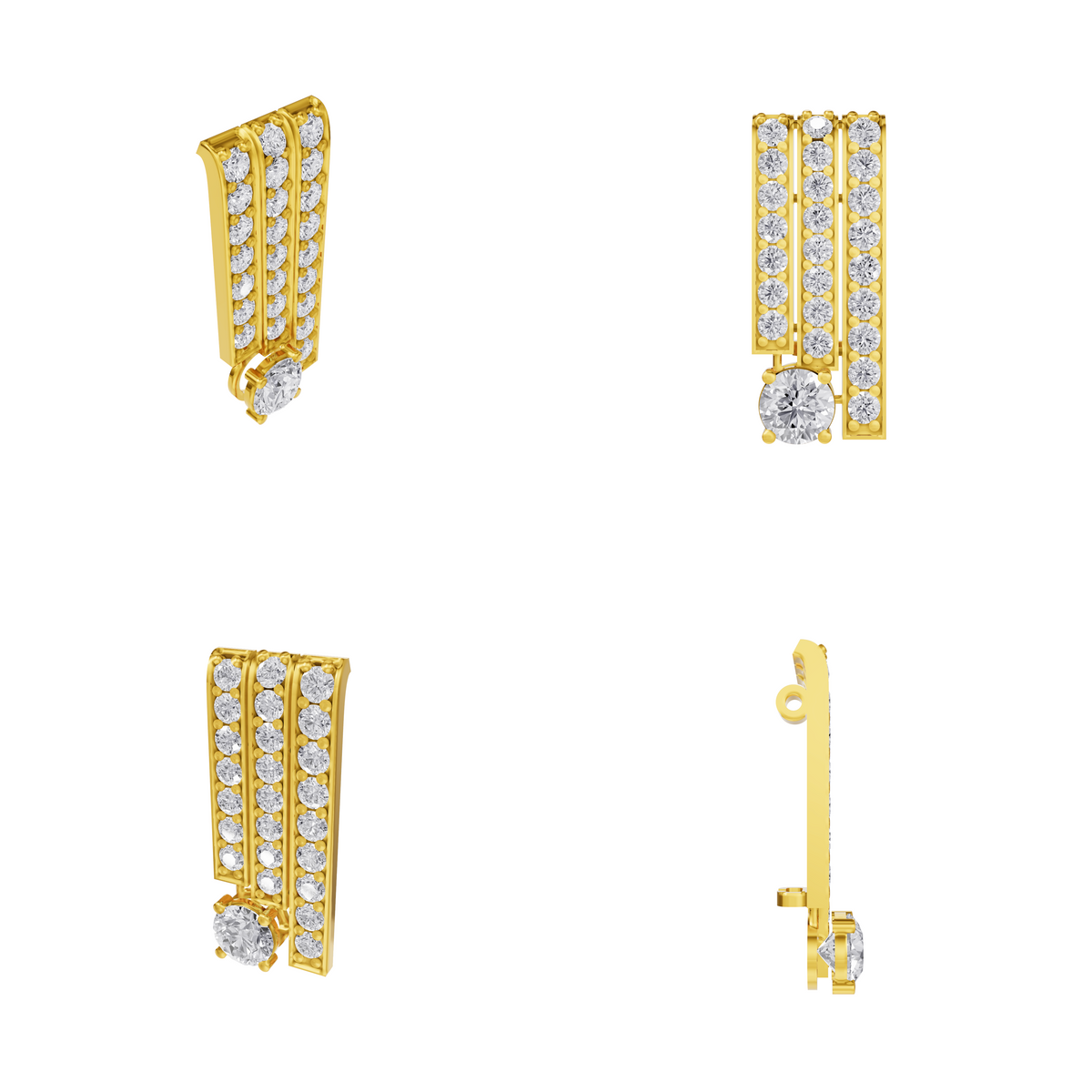 Aarinya Linear Solitaire Brooch, The Zenith Cascade Lab-Diamond pin