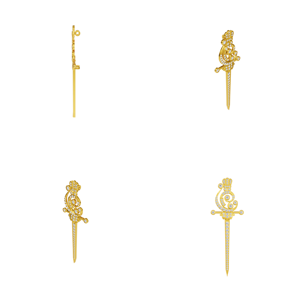The Imperial Scepter Lab-Grown Diamond Brooch, The Sovereign Crest Sword pin