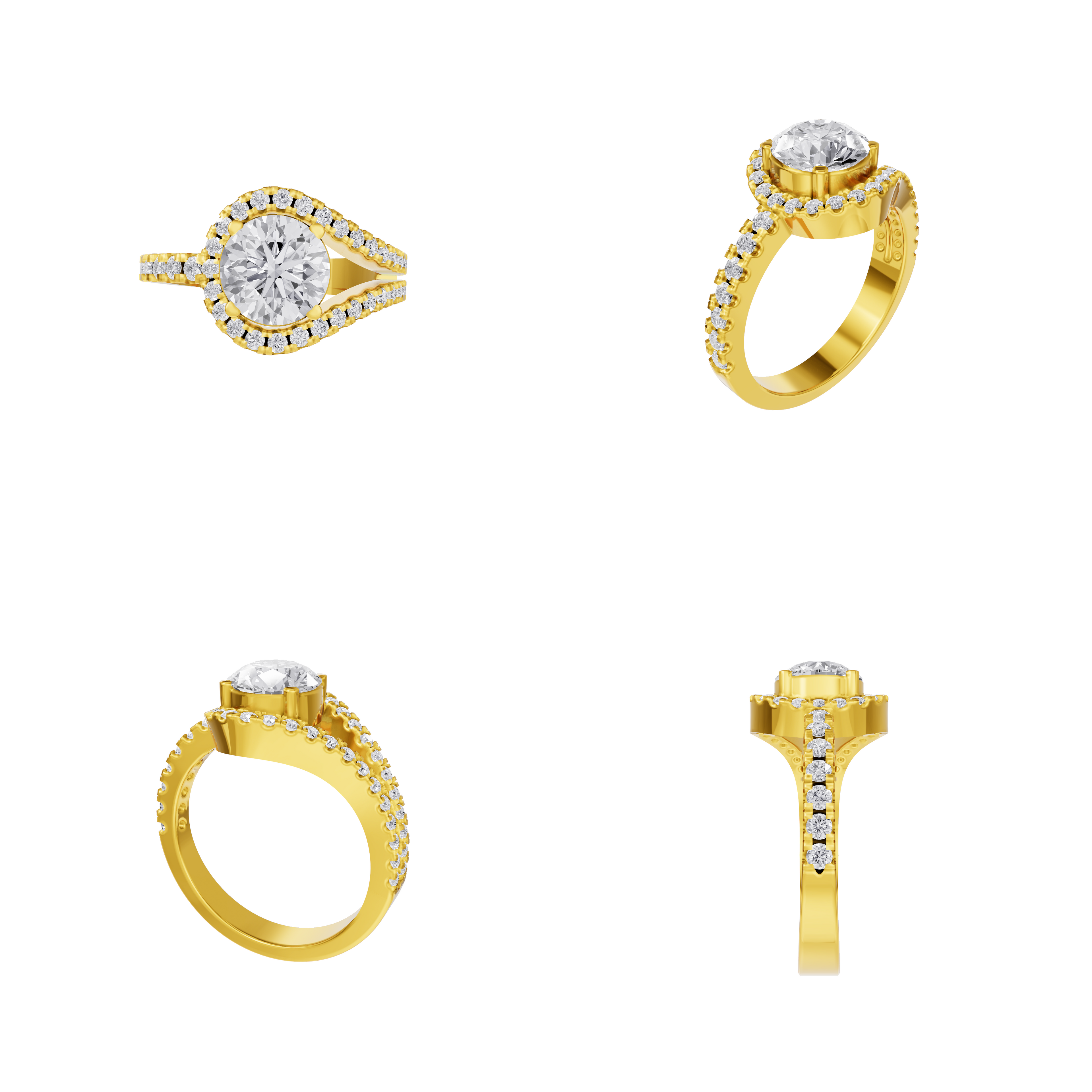 Aarinya Round Cut Diamond Bypass Halo Ring