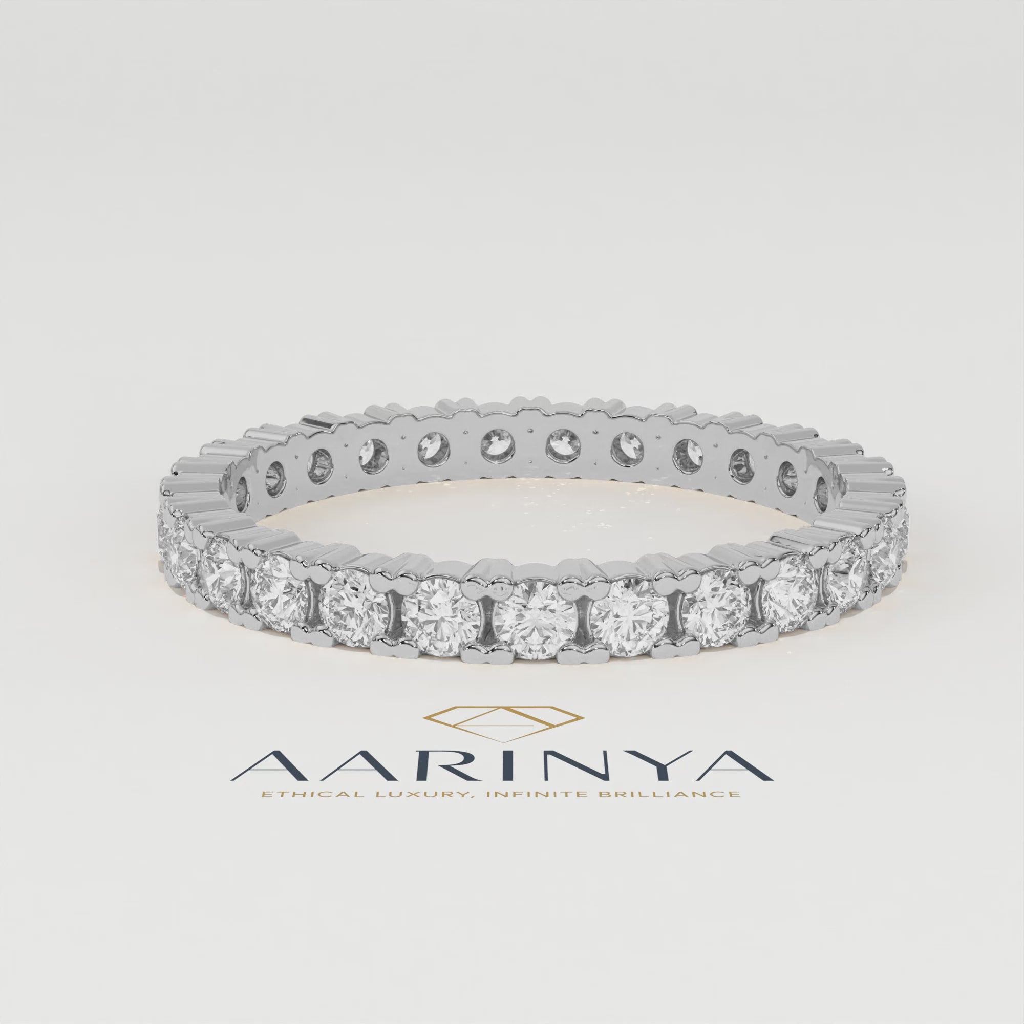Aarinya Aurelia Eternity Band, Classic Bordered Round Diamond Band
