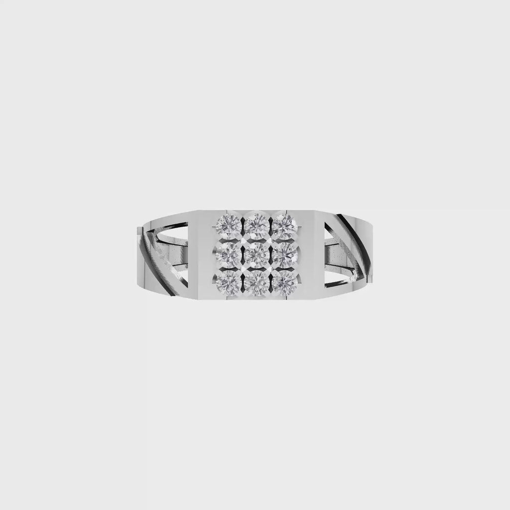 Aarinya Vanguard Open-Triangular Diamond Signet Ring, The Sovereign Cutout Diamond Band