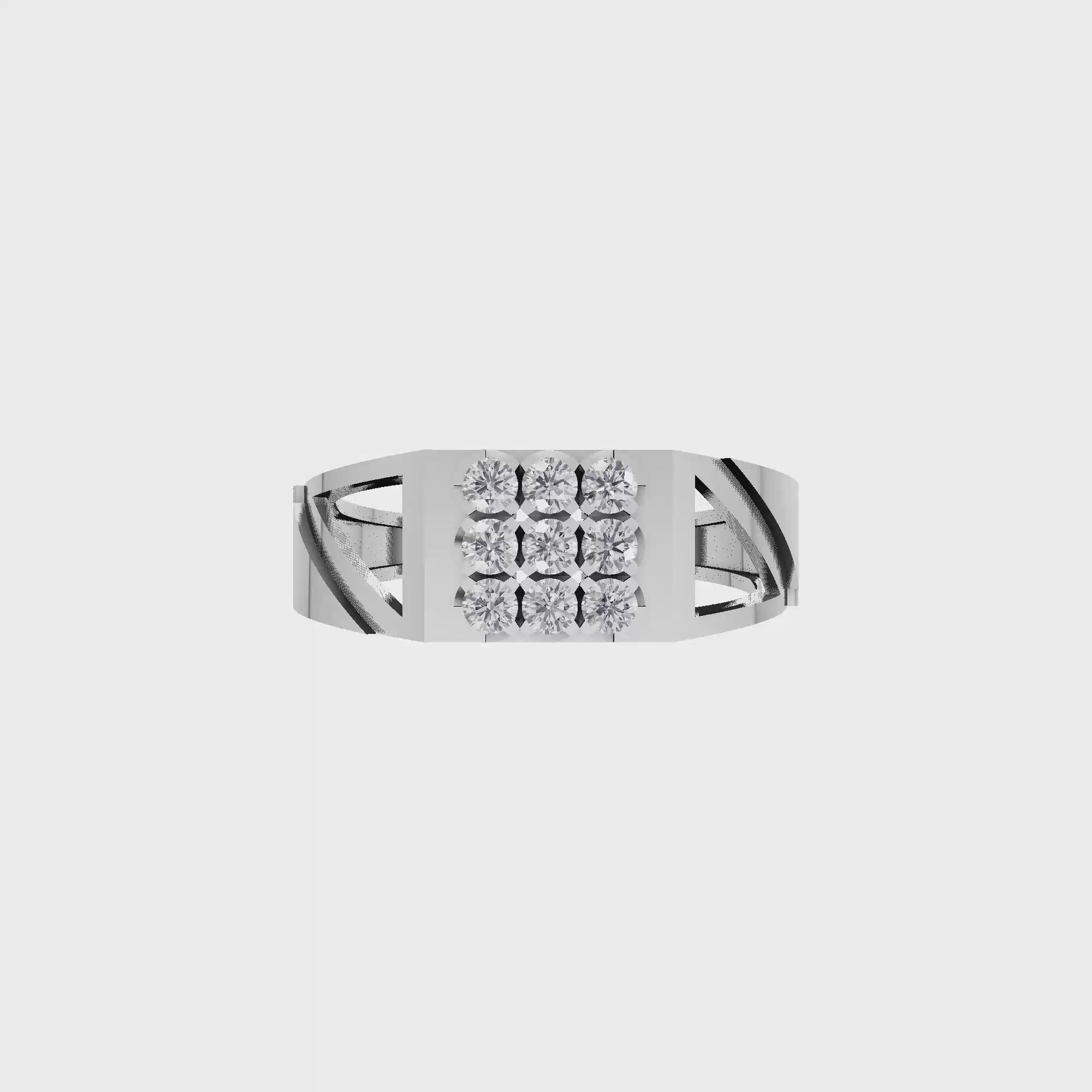 Aarinya Vanguard Open-Triangular Diamond Signet Ring, The Sovereign Cutout Diamond Band