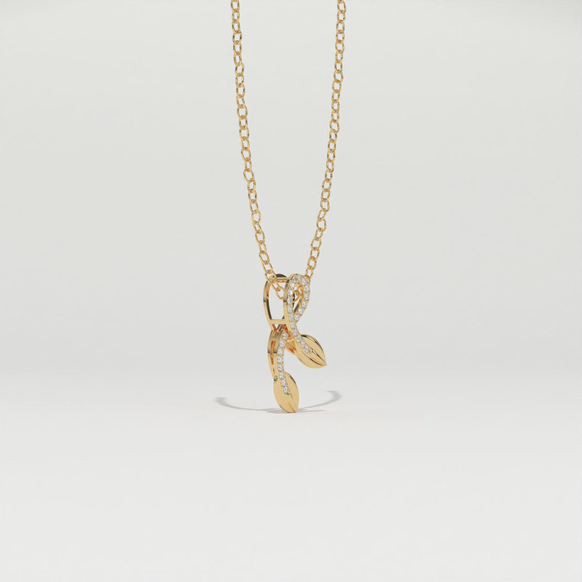 Aarinya Botanical Infinity Vine Lab-Grown Diamond Olive Leaf Pendant
