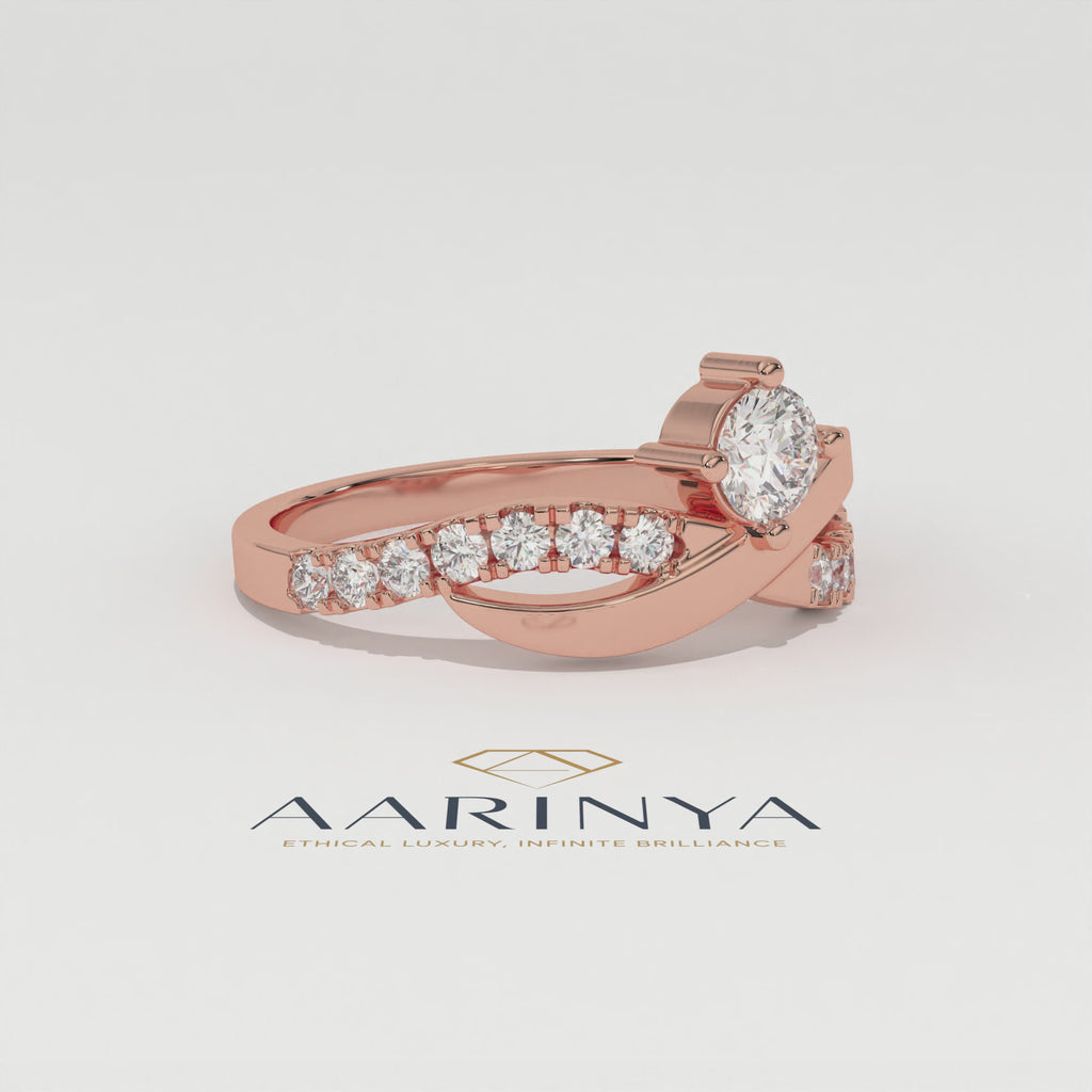 Aarinya Criss Cross Diamond Infinity Ring, The Infinite Devotion Crossover Ring, Rose Gold Infinity Ring