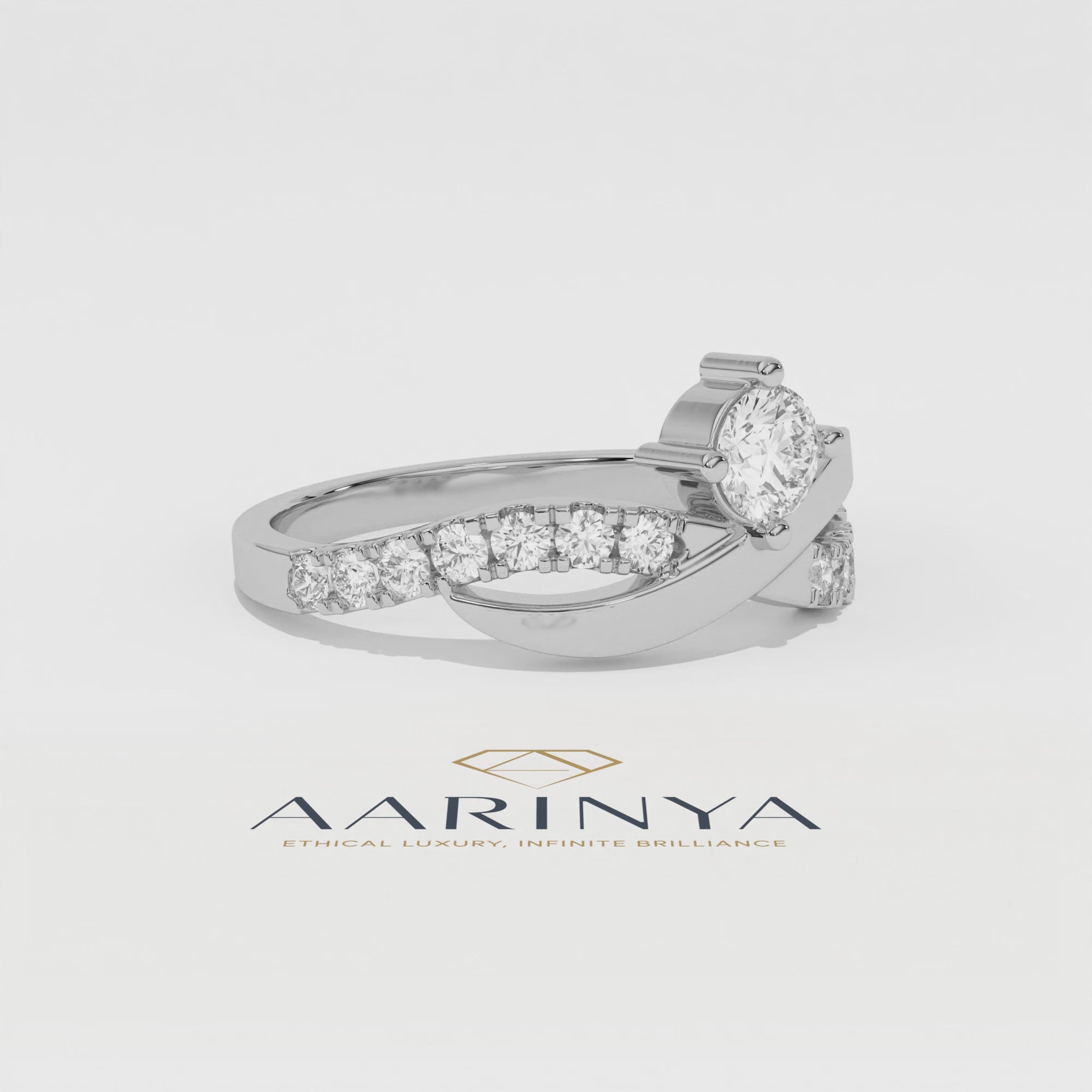Aarinya Criss Cross Diamond Infinity Ring, The Infinite Devotion Crossover Ring, Rose Gold Infinity Ring