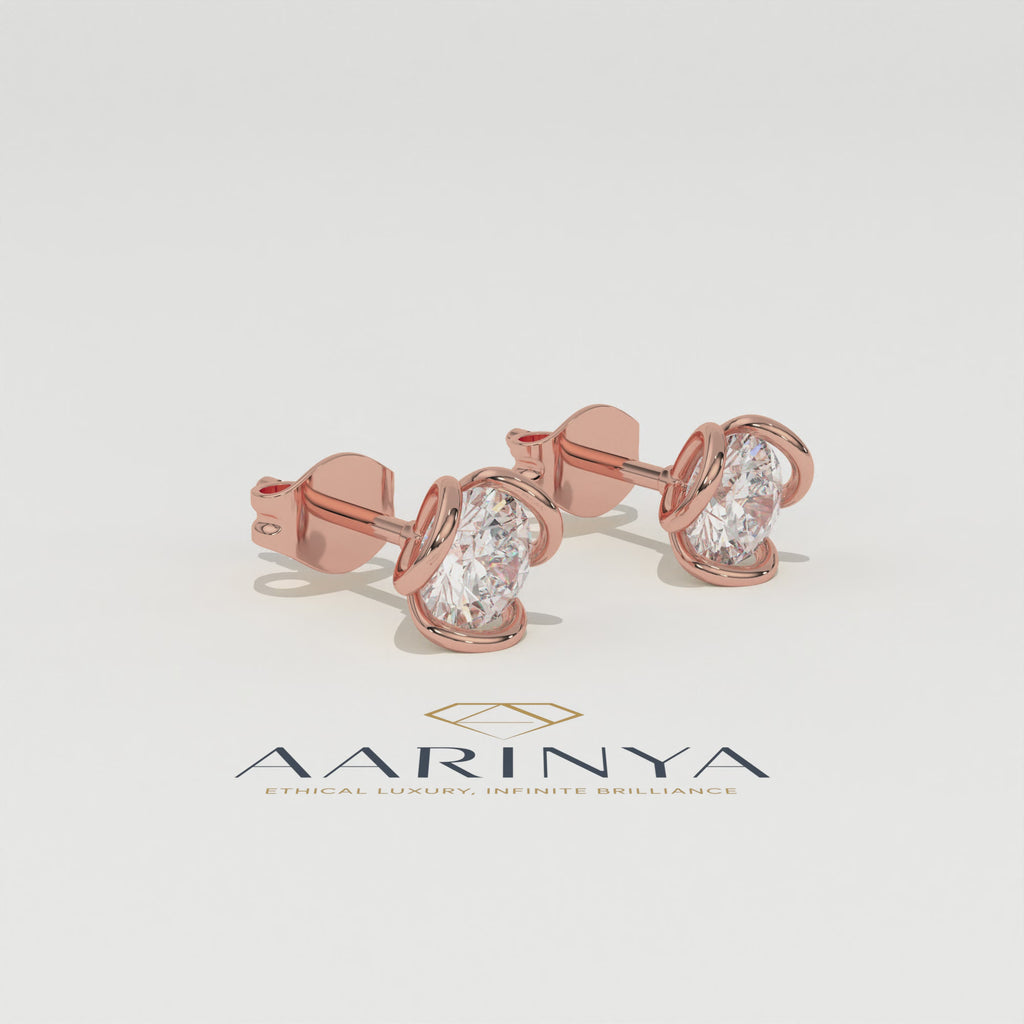 Aarinya Helix Modern Diamond Tops, The Contemporary Swirl Tops Earrings