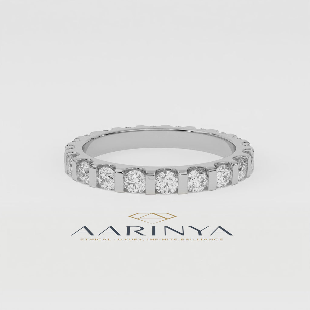 Aarinya Bar-Set Round Diamond Eternity Band, The Horizon Floating Diamond Ring