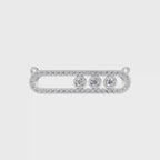 Aarinya Bezel Trio Floating Diamond Bar Pendant, The Kinetic Triad Horizontal Bar Pendant