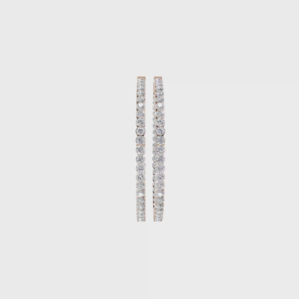 Aarinya Halo Orbit Bezel-Set Lab grown Diamond Hoops, Double-Line Inside-Out Diamond Hoop Earrings