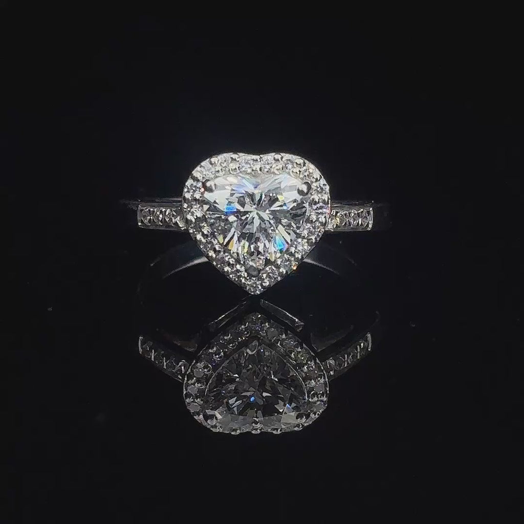 Aarinya Amour Heart Halo Ring, Valentine Radiant Ring, Aarinya Devotion Halo Ring, Heart Shaped Engagement Ring
