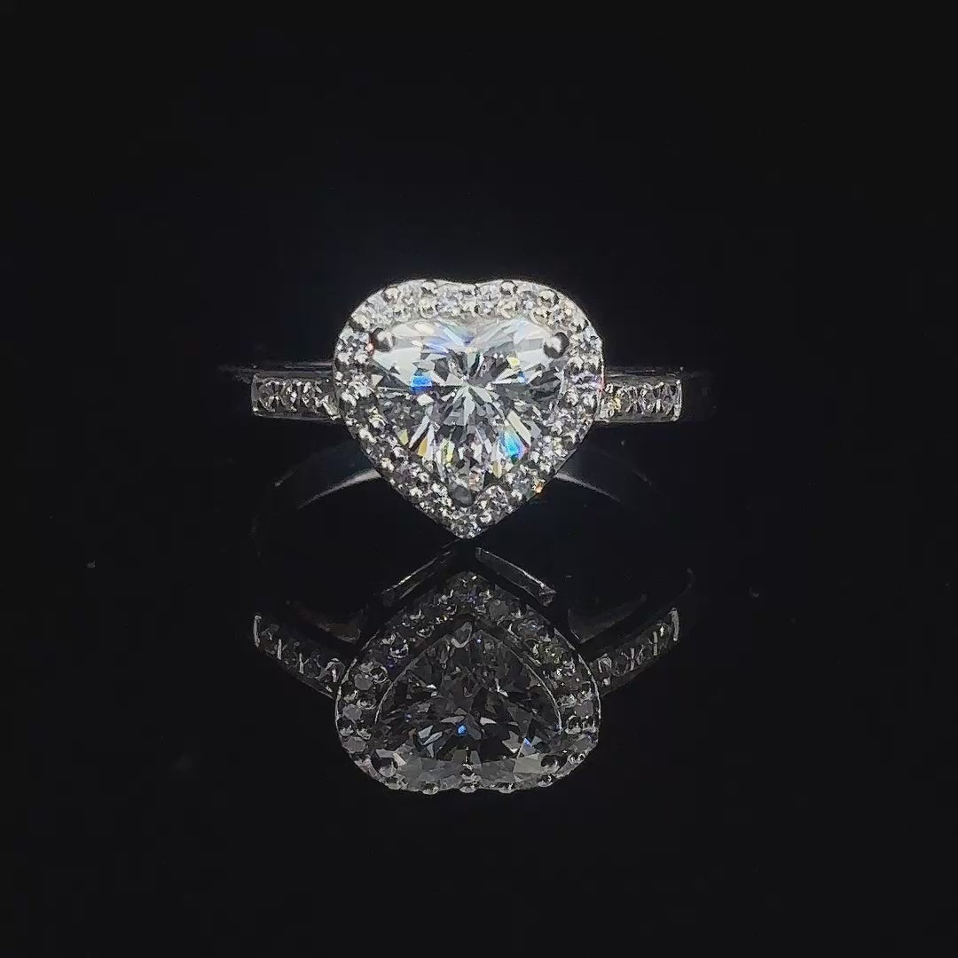 Aarinya Amour Heart Halo Ring, Valentine Radiant Ring, Aarinya Devotion Halo Ring, Heart Shaped Engagement Ring