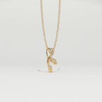 Aarinya Botanical Infinity Vine Lab-Grown Diamond Leaf Pendant, Olive Leaf Infinity Pendant