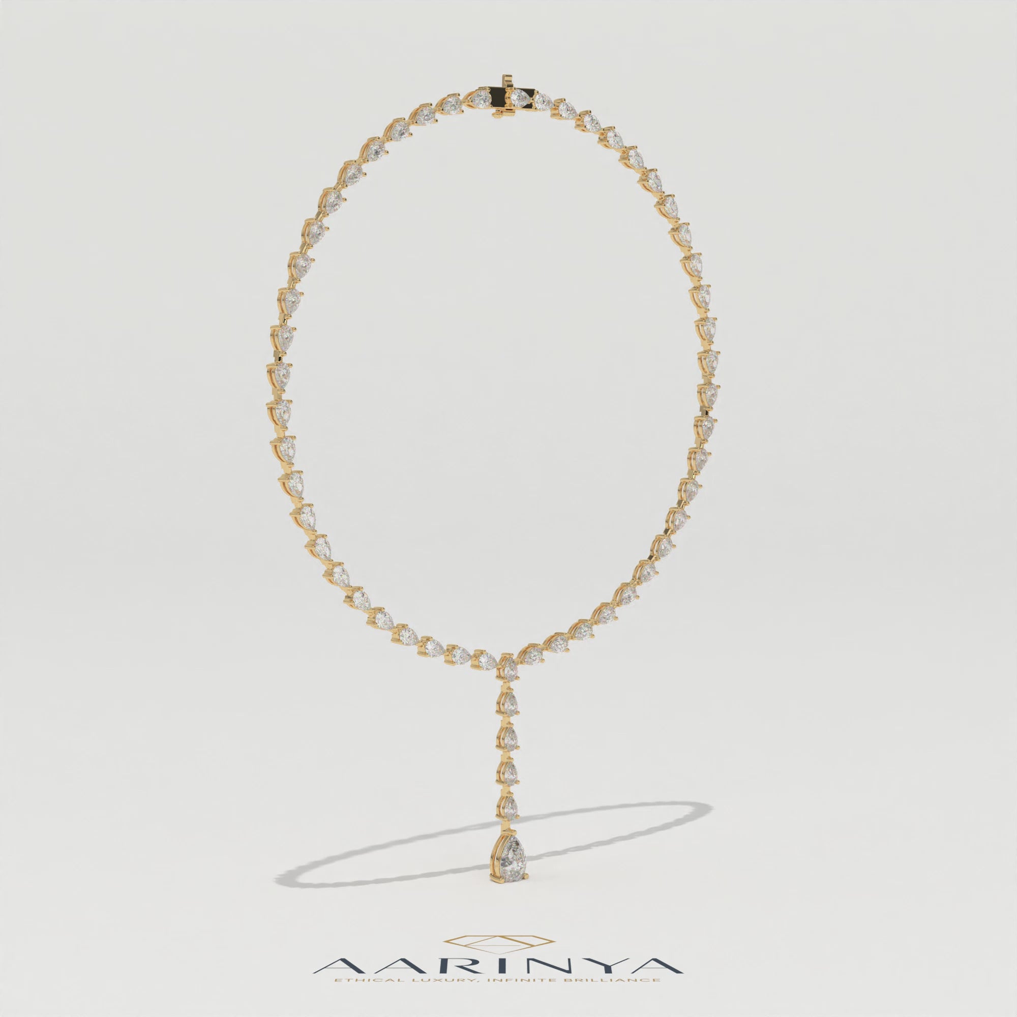 Aarinya Pear-Cut Lab-Grown Diamond Y-Drop Tennis Necklace, The Centurion Cascade Teardrop Lariat Necklace