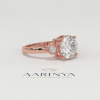 Aarinya Geometric Three-Stone Diamond Ring, The Deco Arrow Three-Stone Solitaire, The Eternal Timeline Chevron Ring, Rose Gold Chevron 3-Stone Ring