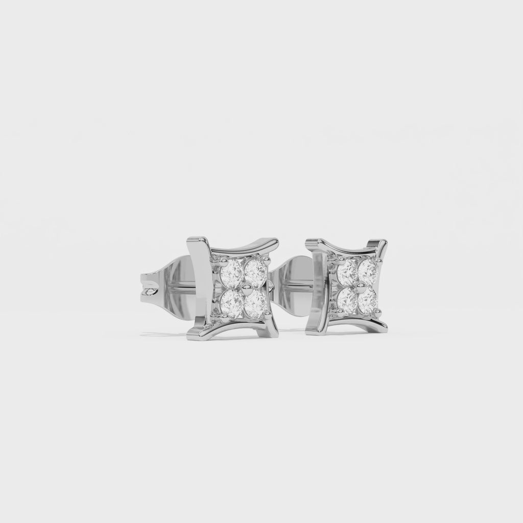 Aarinya Kite-Frame Lab-Grown Diamond Cluster Stud Earrings, The Centurion Minimalist Curved Chevron Mosaic Studs