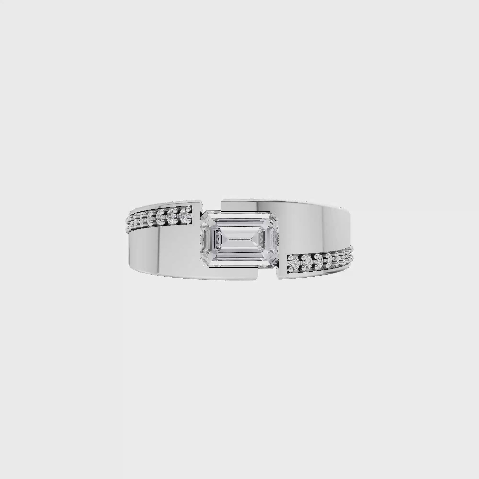 Aarinya Beaded Accent Emerald Diamond Ring, The Horizon Beaded Emerald Diamond Ring