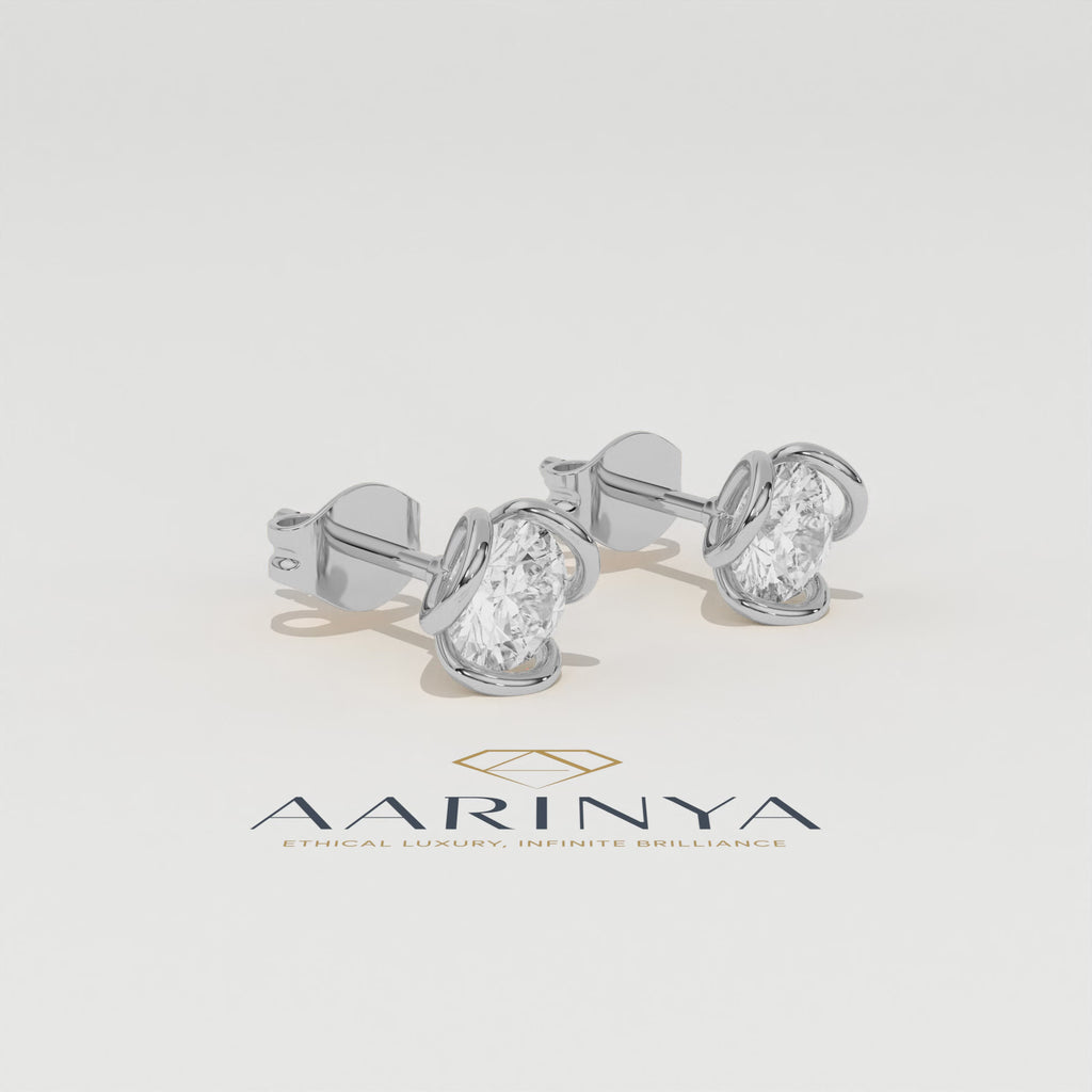 Aarinya Helix Modern Diamond Tops, The Contemporary Swirl Tops Earrings