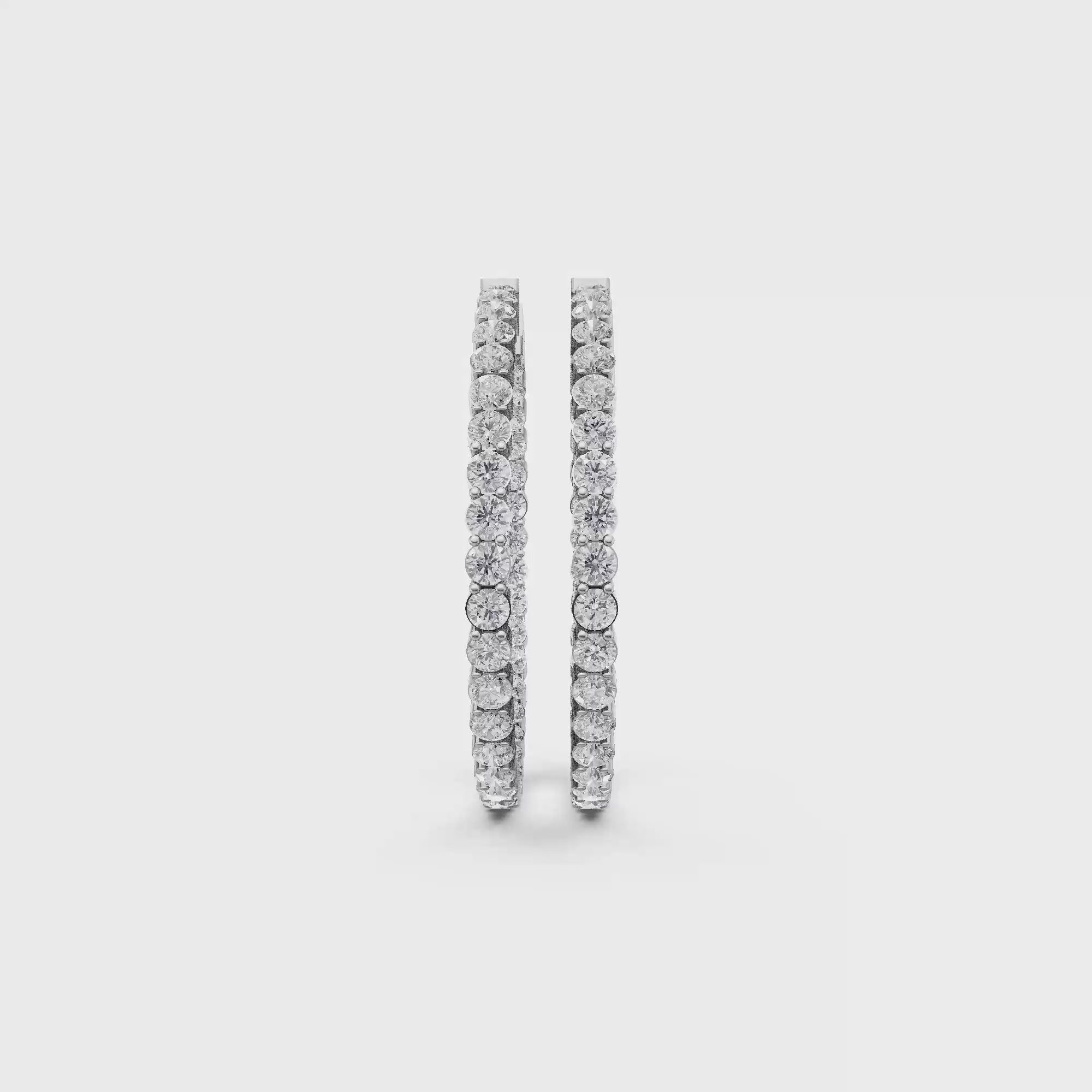 Aarinya Shared-Prong Diamond Hoop Earrings, The Single-Row Shared-Prong Inside-Out Diamond Hoops