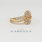 Aarinya Twin Floral Cluster Diamond Ring, The Helix Dual Rosette Ring, Twin Cluster Bypass Ring