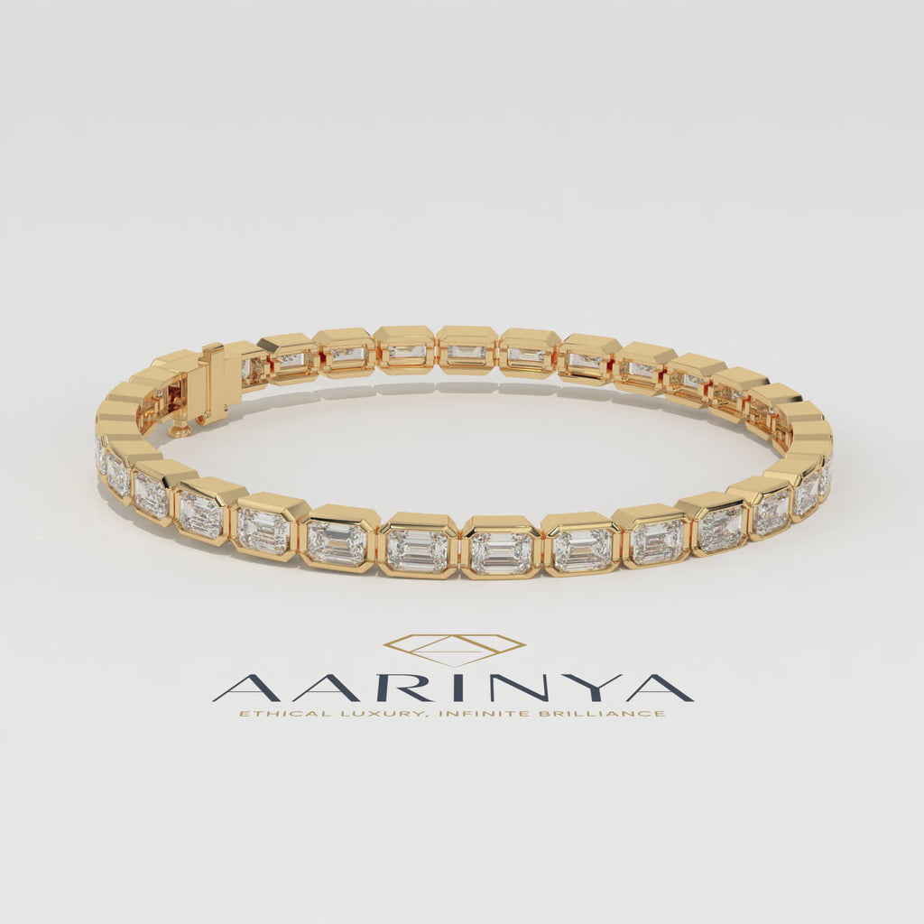 Aarinya Lab-Grown Diamond Bezel Tennis Bracelet, The Centurion Minimalist Horizon-Link Bracelet