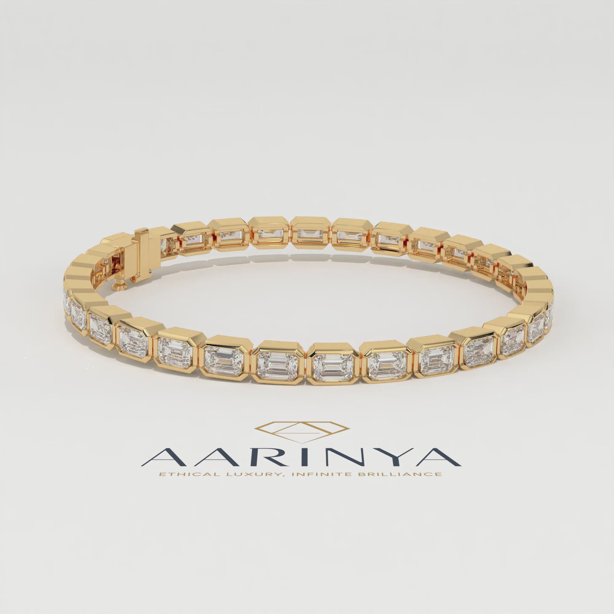 Aarinya Lab-Grown Diamond Bezel Tennis Bracelet, The Centurion Minimalist Horizon-Link Bracelet