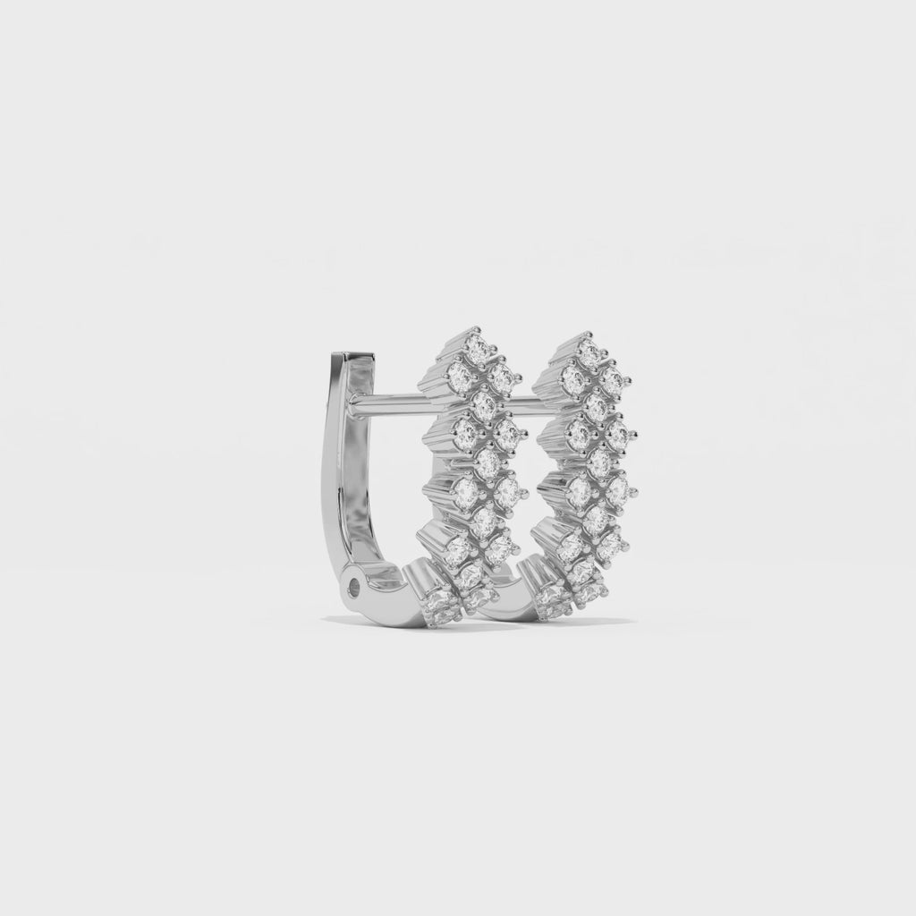 Aarinya Zig-Zag Honeycomb Triple-Row Lab-Grown Diamond Earrings, The Centurion Triple-Row Interlocking Mosaic Hoop Earrings