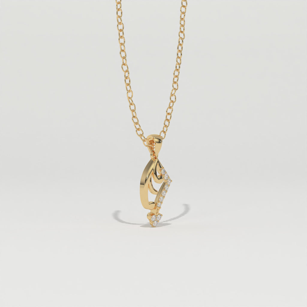 Aarinya Asymmetric Chevron Wave Lab-Grown Diamond Pendant, The Centurion Minimalist Sculpted Openwork Geometric Pendant