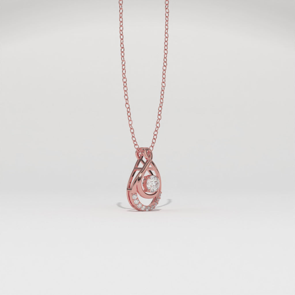 Aarinya Floating Lab-Grown Diamond Crescent Pendant, Lab Grown Diamond Infinity Twist Teardrop Charm