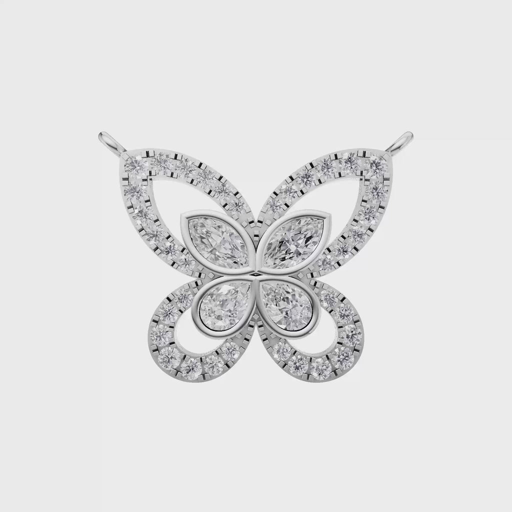 Aarinya Marquise & Pear Butterfly Diamond Pendant, The Enchanted Butterfly Lab Grown Diamond Pendant Centerpiece